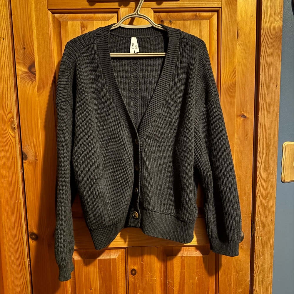 Pact Black Heather Luxe cropped cardigan XL NWT